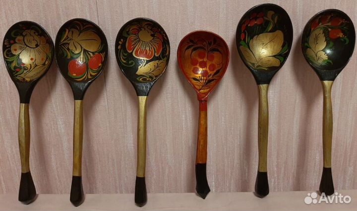 Деревянные ложки хохлома СССР ручная роспись