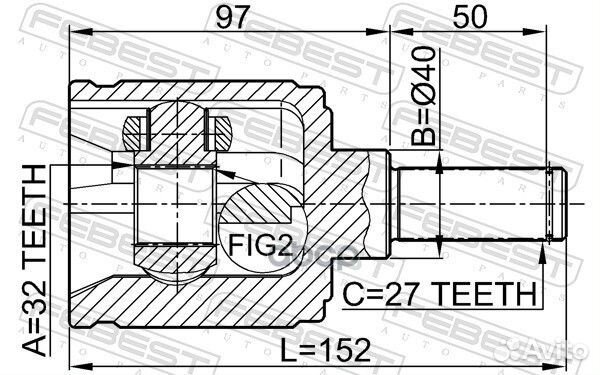 Шрус внутренний левый 32X40X27 0311cflh Febest