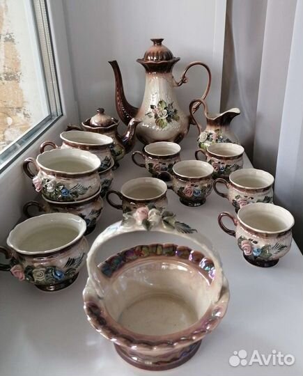 Сервиз кофейный чайный лепнина розы