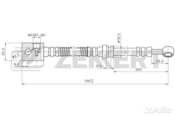 Шланг тормозной передний левый SsangYong Actyon