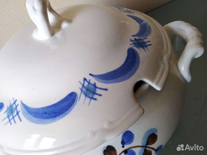 Супница с крышкой Фаянс зик Конаково СССР