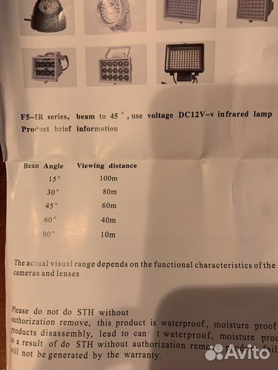 Прожектор уличный инфракрасный 12в