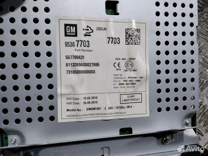 Магнитола Chevrolet Cruze