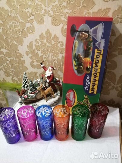 Стаканы, разноцветные, Стекло, h-13см