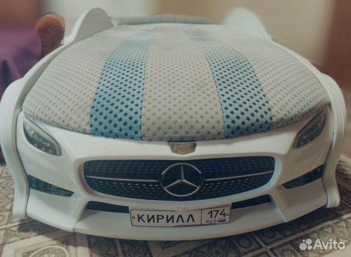 Кровать детская машина с матрасом mercedes