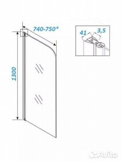 Стеклянная шторка для ванной