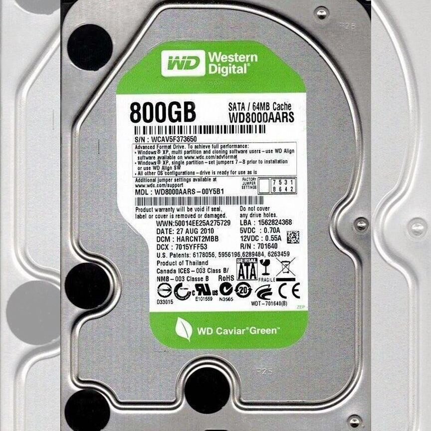 [WD8000AARS] Жесткий Диск Western Digital 800gb Sata Wd8000aars