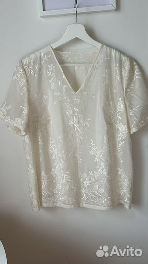 Блузка с коротким рукавом из батиста с шелком