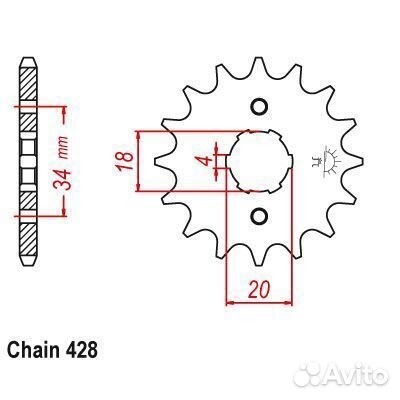 Звезда ведущая 16T Stels Flex 250 / Flame 200