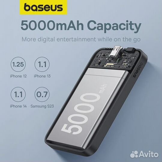 Внешний aккумулятор Baseus Wireless 5000mAh черный