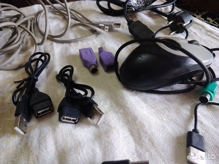 Кабель принтера, переходник USB-PS2, USB-фонарик