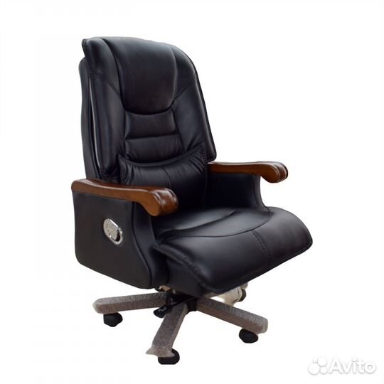 Кресло босса Натуральная кожа + Орех До 250 кг