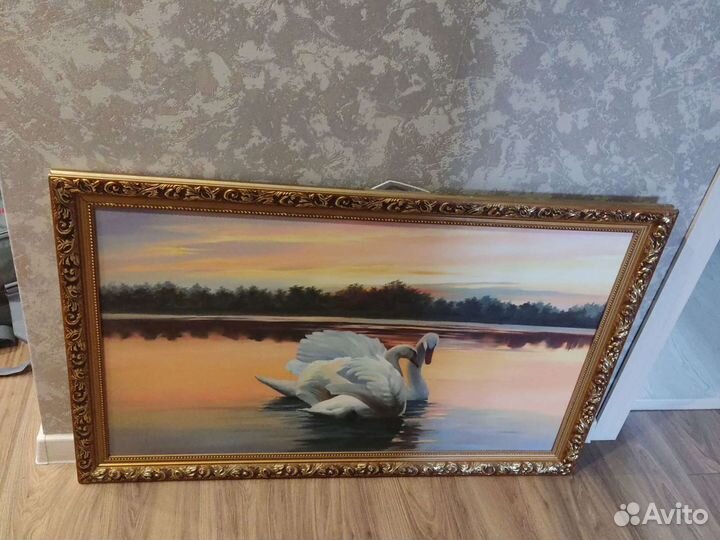 Картина интерьерная пара лебедей 110*70