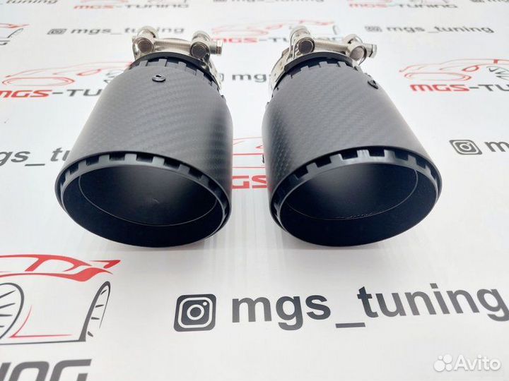 2 Насадки выхлоп Akrapovic Jet black карбон 89мм