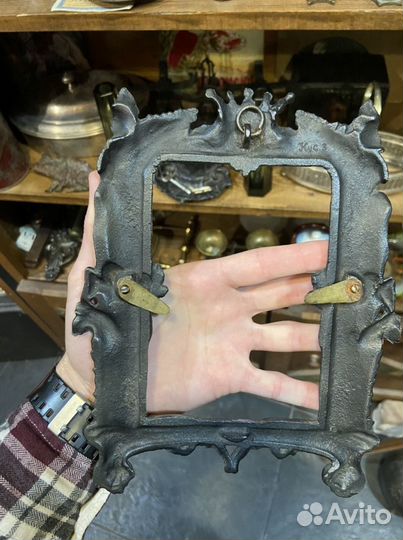 Старинная рамка для фото, чугун, кус.з