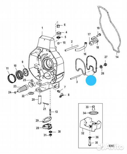 Прокладка выхлопной трубы mercruiser Alpha/Bravo