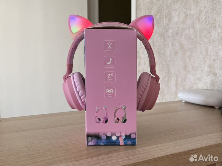 Беспроводные наушники Hoco W27 Cat ear, розовый