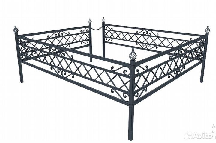 Оградки на кладбище, кресты, столы, лавочки