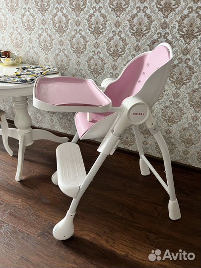 Детский стульчик для кормления oribel розовый