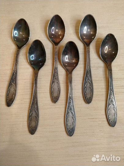 Ложки кофейные Пламя, мельхиор Кольчугино