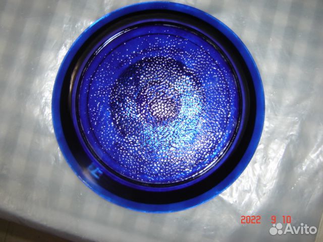 Тарелочка из стекла кобальт