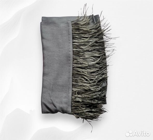 Палантин платок шаль с перьями черный