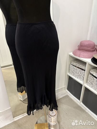 Шелковая винтажная юбка, косой крой 44 46