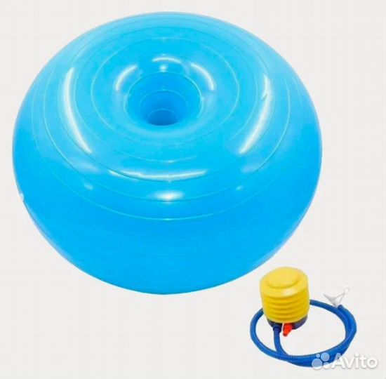 Мяч для фитнеса фитбол пончик, 60 см голубой