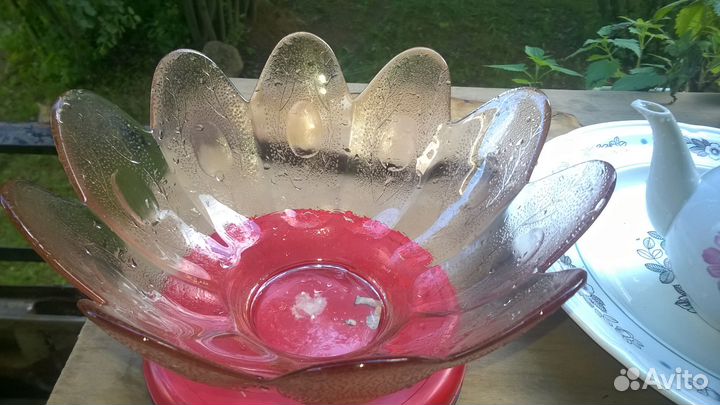 Салатница цветное стекло СССР