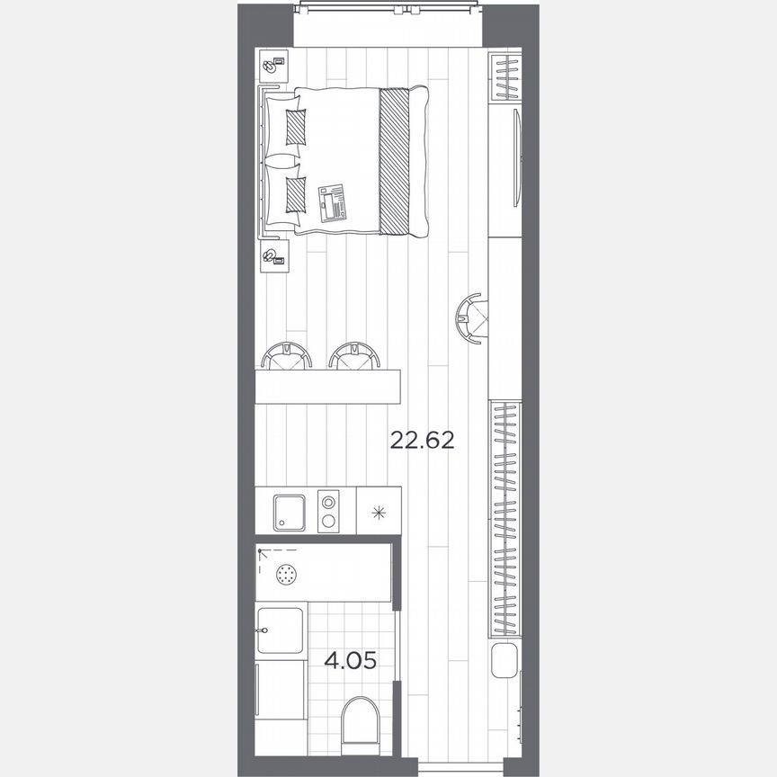 Апартаменты-студия, 26,7 м², 9/14 эт.