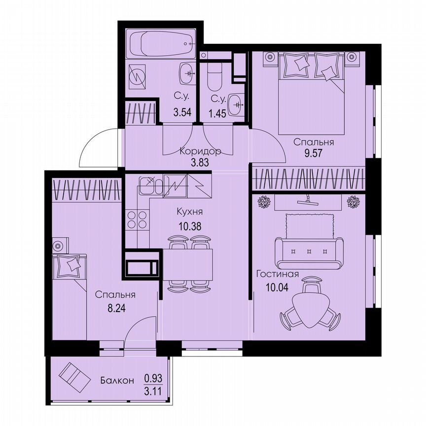 3-к. квартира, 48 м², 9/9 эт.