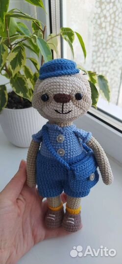 Вязаные игрушки жираф медуза обезьяна робот кукла