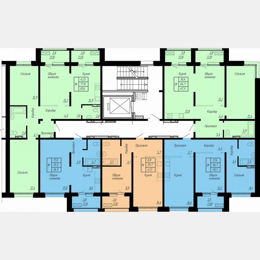2-к. квартира, 58,5 м², 2/17 эт.