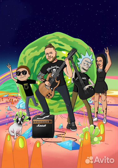 Портрет в стиле Симпсоны,Рик и Морти