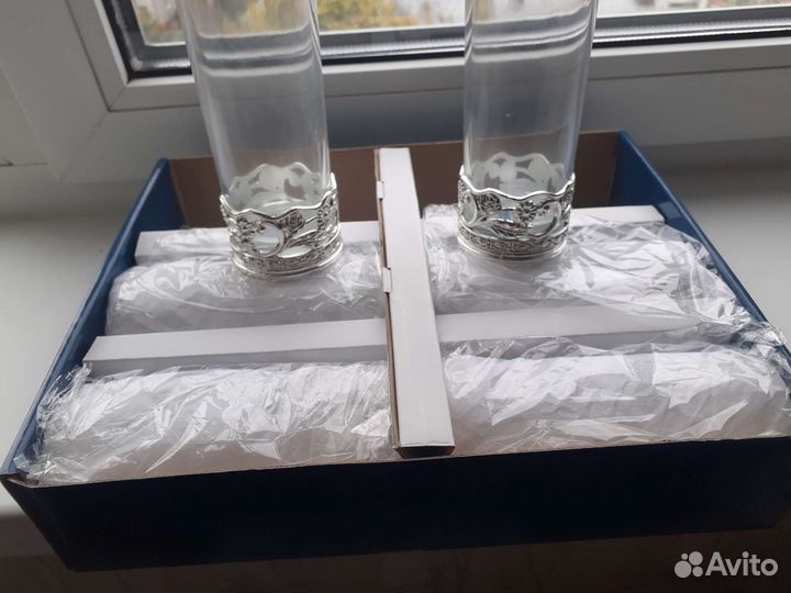 Армуды с подстаканником (серебрение) и стаканы