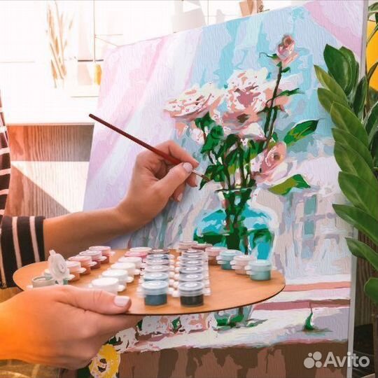 Картины по номерам 40на50, розы и пионы