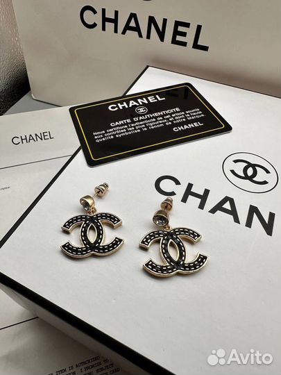 Серьги chanel с кожей