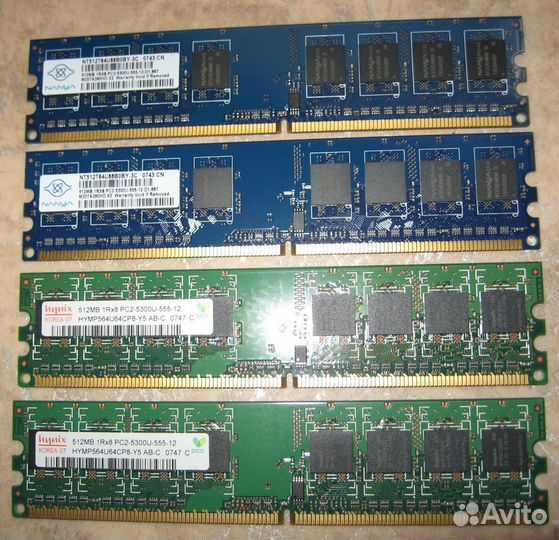 Озу PC2-5300, PC2-4200 512Mb, 256Mb, PC2-6400 1Gb