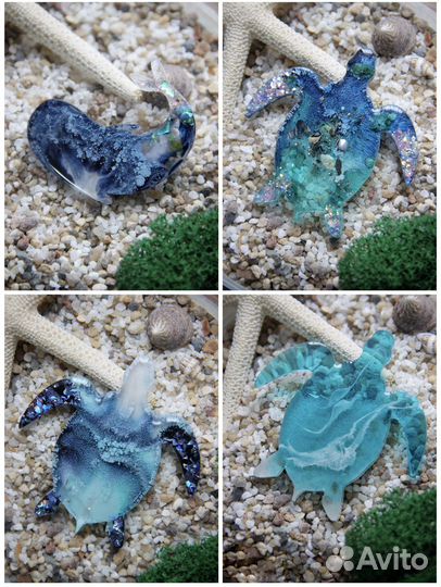 Брошь ручной работы из эпоксидной смолы