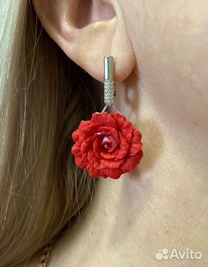 Серьги роза