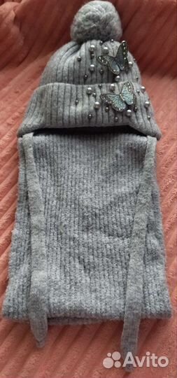 Шапка со снудом для девочки