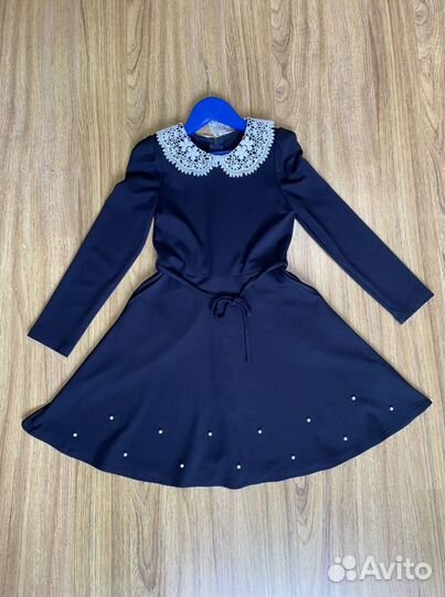 Школьное синее платье