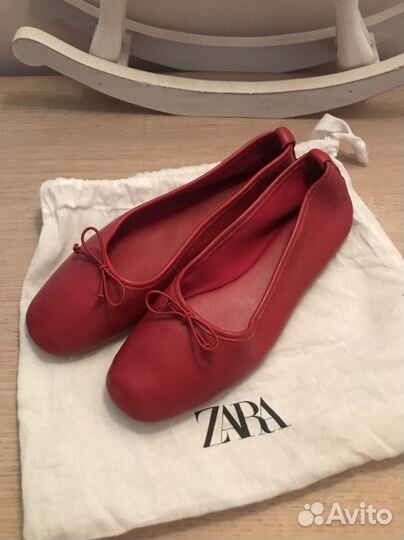 Балетки zara натуральная кожа 35
