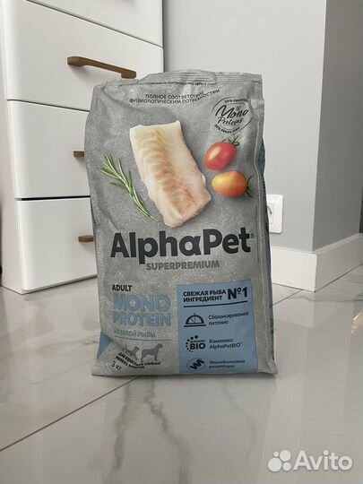 AlphaPet Monoprotein для собак белая рыба (3 кг)