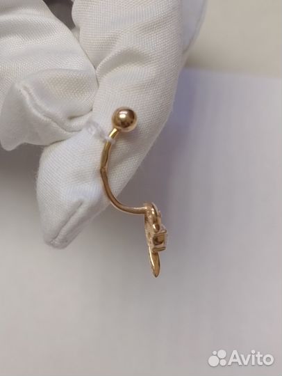 Золотой пирсинг с камнем