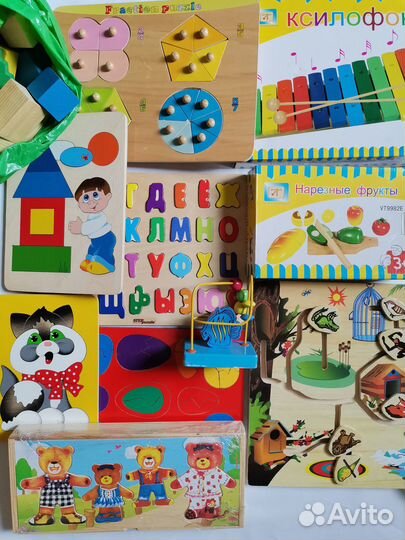 Деревянные развивающие игрушки,пазлы, городок