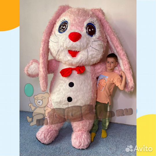 Надувной костюм Заяц розовый 2м