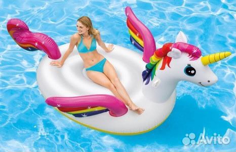 Надувной Круг. Надувной матрас (единорог) intex