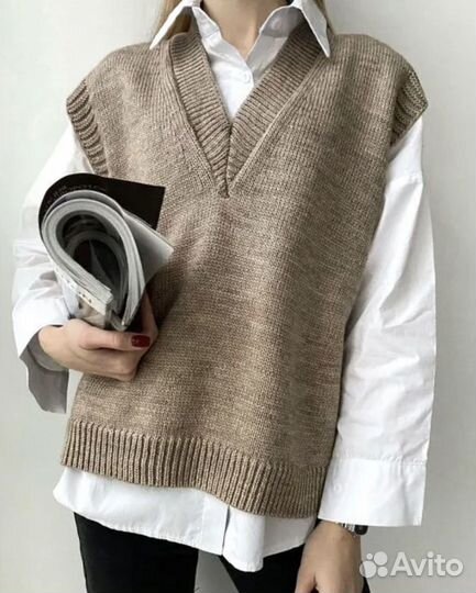 Школьный жилет/вязаный жилет/жилетка женская