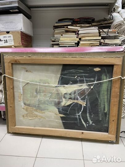 Картина в раме пейзаж с рекой масло холст (сзр)